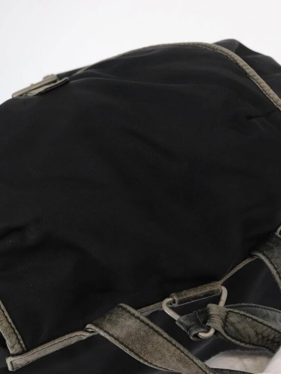 PRADA Backpack Nylon Leather Black Silver Auth 151999